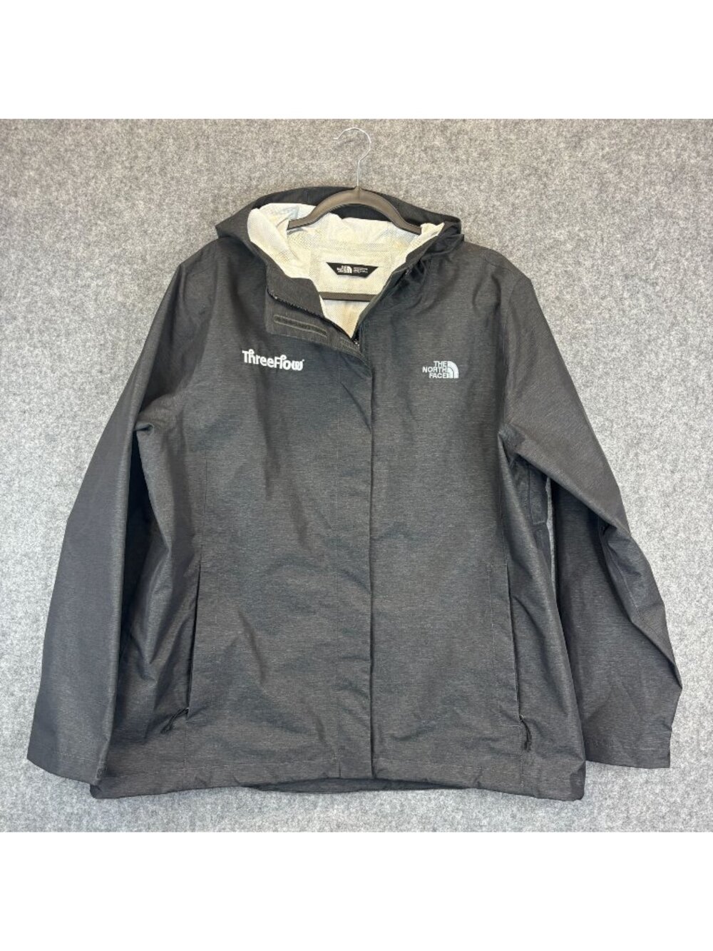North Face Rain Women XXL Jacket Heather Gray DryVent Hood Shell Windbreaker